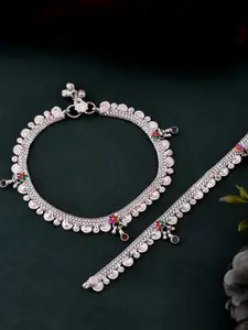Silvermerc Designs Silver-Plated Artificial Stones and Beads Anklet