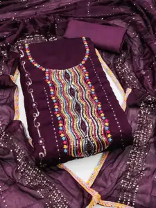 KIMISHA Floral Embroidered Thread Work Unstitched Dress Material