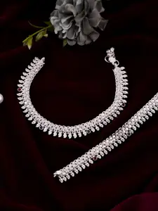 Silvermerc Designs Silver-Plated Artificial Stones and Beads Anklet