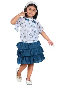 WORTON FASHION Girls Printed Top with Skirt
