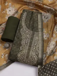 Meena Bazaar Floral Embroidered Thread Work Unstitched Dress Material