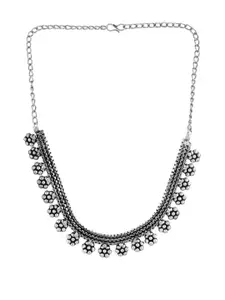 PYR FASHION Oxidised Floral Charms Minimal Necklace
