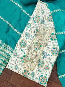 KIMISHA Floral Printed Beads And Stones Unstitched Dress Material