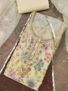 KIMISHA Embellished Organza Unstitched Dress Material