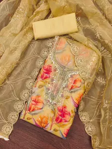 KIMISHA Printed Organza Unstitched Dress Material