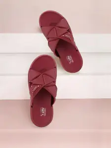 RIFOF Women Maroon PU Flip Flops