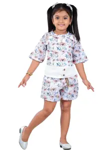 WORTON FASHION Girls Printed Top with Skirt