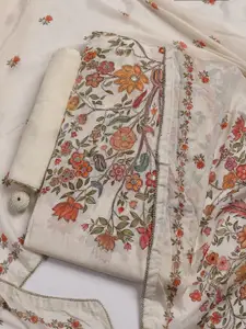 Meena Bazaar Floral Printed Zari Unstitched Dress Material