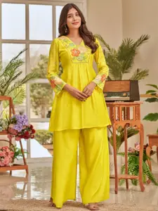 AUTUMN LANE Embroidered V-Neck Top & PalazzosCo-OrdsSet