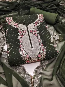 KIMISHA Floral Embroidered Beads and Stones Unstitched Dress Material