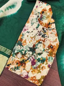 KIMISHA Floral Printed Gotta Patti Unstitched Dress Material