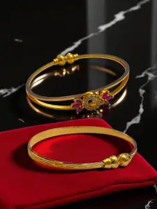 AARTISAI Set Of 2 Gold-Plated  Stone Studded Bangles