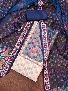 KIMISHA Floral Printed Sequinned Organza Unstitched Dress Material