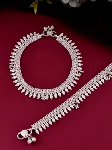 Silvermerc Designs Silver-Plated Artificial Stones and Beads Anklet