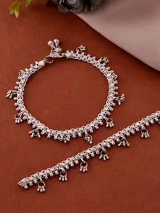 Silvermerc Designs Silver-Plated Artificial Stones and Beads Anklet