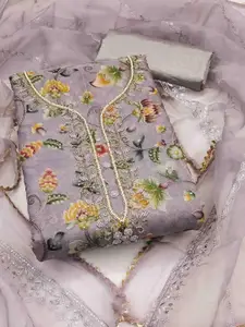 KIMISHA Embellished Organza Unstitched Dress Material