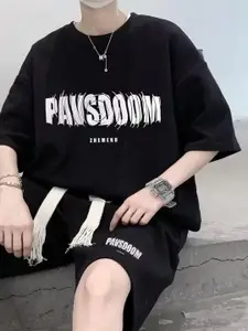 StyleCast Printed Round Neck T-Shirt & Shorts Co-Ord Set