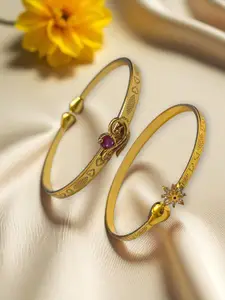 AARTISAI Set Of 2 Gold Plated & Stone Studded Bangles