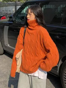 StyleCast Women Cable Knit High Neck Pullover