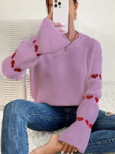 bebe Women Round Neck Striped Pullover