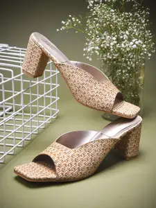 JM Looks Women Block Low Heeled Slip-on Sandals