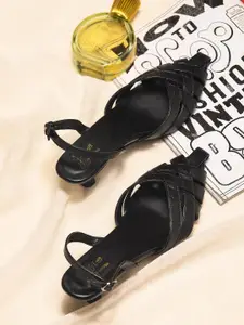 JM Looks Women Textured Kitten Heels Pumps with Buckles