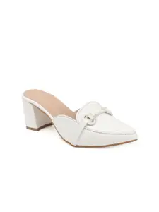 Chemistry Women Embellished Pointed Toe Block Heels Mules