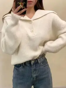 StyleCast Women Lapel Collar Pullover