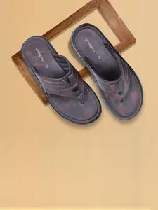Trekiva Men Brown PU Flip Flops