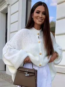 all about you Women Round Neck Cardigan Sweater