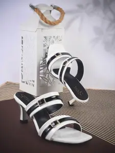 Froh Feet Women Colourblocked Embellished Kitten Heels Sandals