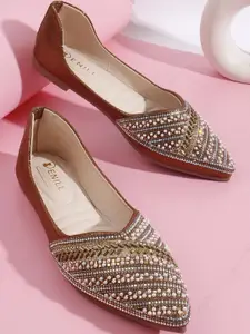 DENILL Women Pearl Embellished Flat Bellies