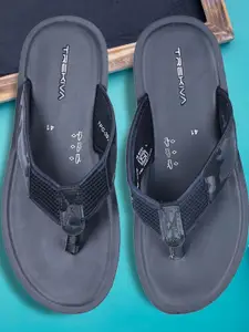 Trekiva Men Black PU Flip Flops