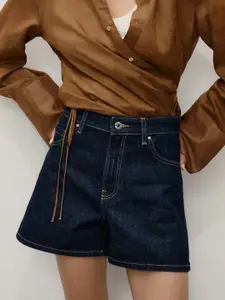 MANGO Women High-Rise Pure Cotton Denim Shorts