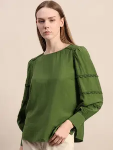 Vero Moda Women Boat Neck Cuffed Sleeves Casual Top