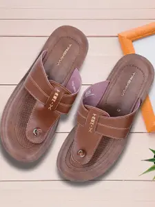 Trekiva Men Tan PU Flip Flops