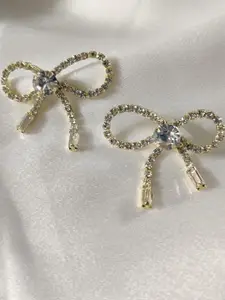Estailo fashion  Artificial Stones Studded Bow Shaped Studs