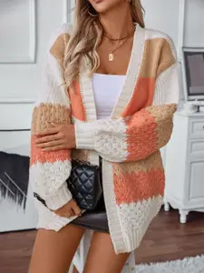 all about you Women Striped Front Open Sweaters
