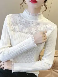 StyleCast Women Self Design Round Neck Pullover