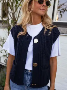 all about you Women Sleeveless Sweater Cardigan