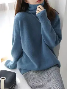 StyleCast Women Turtle Neck Longline Pullover Sweaters