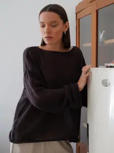 all about you Women Boat Neck Oversized Pullover