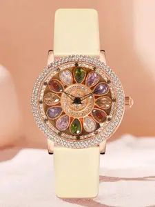 IIK COLLECTION Women Embellished Dial & Leather Straps Analogue Watch IIK-3226W