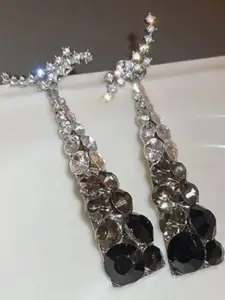 Estailo fashion Artificial Stones Studded Triangular Shaped Drop Earrings