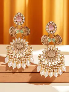 OOMPH Kundan Studded Contemporary Drop Earrings