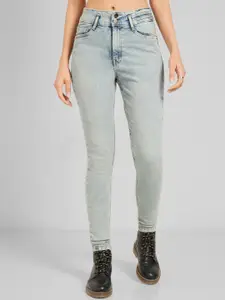 SF JEANS by Pantaloons Women Slim Fit Mid-Rise Mildly Distressed Heavy Fade Jeans