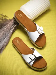 JM Looks Women Embellished Open Toe Fashion Flat Jutti with Comfortable Sole