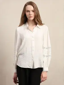 Vero Moda Textured Spread Collar Casual Shirt