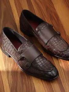 DAVINCHI Men Textured Formal Monk Shoes