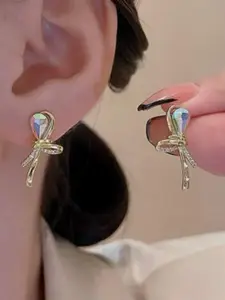 Estailo fashion Gold Plated Artificial Stones Studded Contemporary Studs